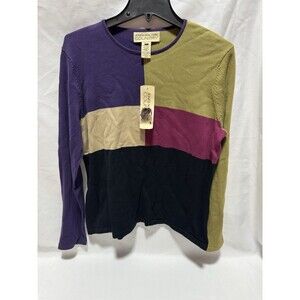 Jones New York Women's Multicolor Cotton Crewneck Sweater Size M Long sleeve